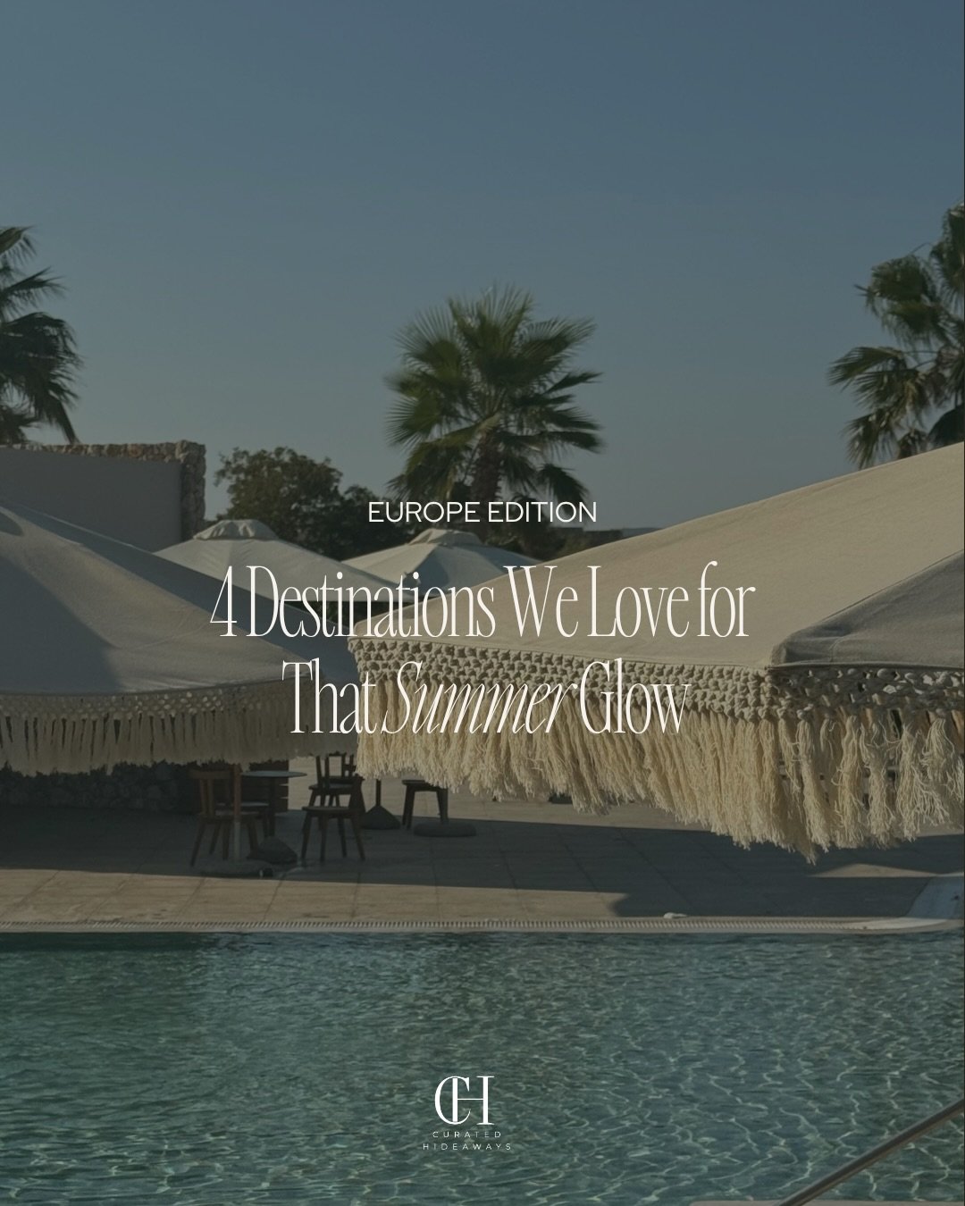 Four destinations. One thing in common: that specific summer glow you can&rsquo;t fake and won&rsquo;t forget.

Not the obvious ones. These are the places our clients come back from looking like a different version of themselves &mdash; rested, golde