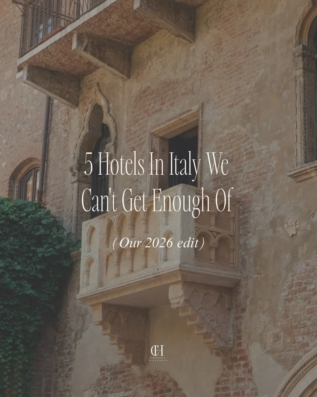 Italy in 2026. These five hotels keep coming up in our conversations, and there&rsquo;s a very good reason for that. 

From a 16th-century palazzo on the Grand Canal to a thousand acres of private Tuscany. From the clifftop glamour of the Argentario 