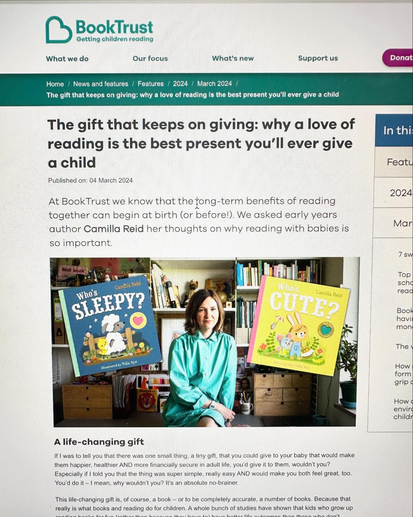 Booktrust is the UK&rsquo;s largest reading charity, dedicated to getting children reading. Here&rsquo;s a piece I wrote for them about the life-changing benefits of reading with babies, with a little Q&amp;A afterwards. 
📚
This is a link to the sam