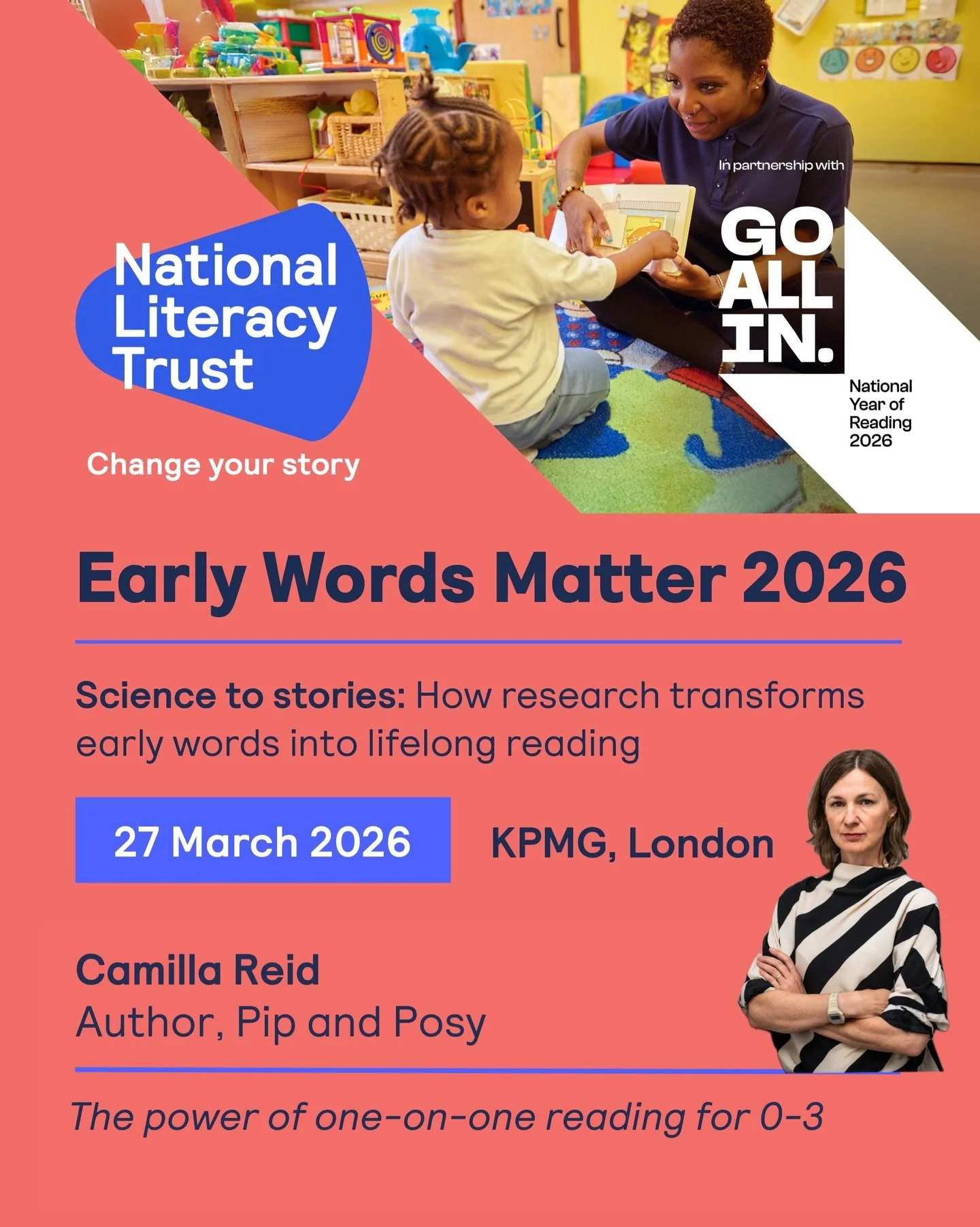 It&rsquo;s the #NationalYearOfReading2026, and I&rsquo;m delighted to announce that I&rsquo;m going to be speaking at the National Literacy Trust&rsquo;s &lsquo;Early Words Matter&rsquo; conference on 27 March. I hope you&rsquo;ll join us on what pro