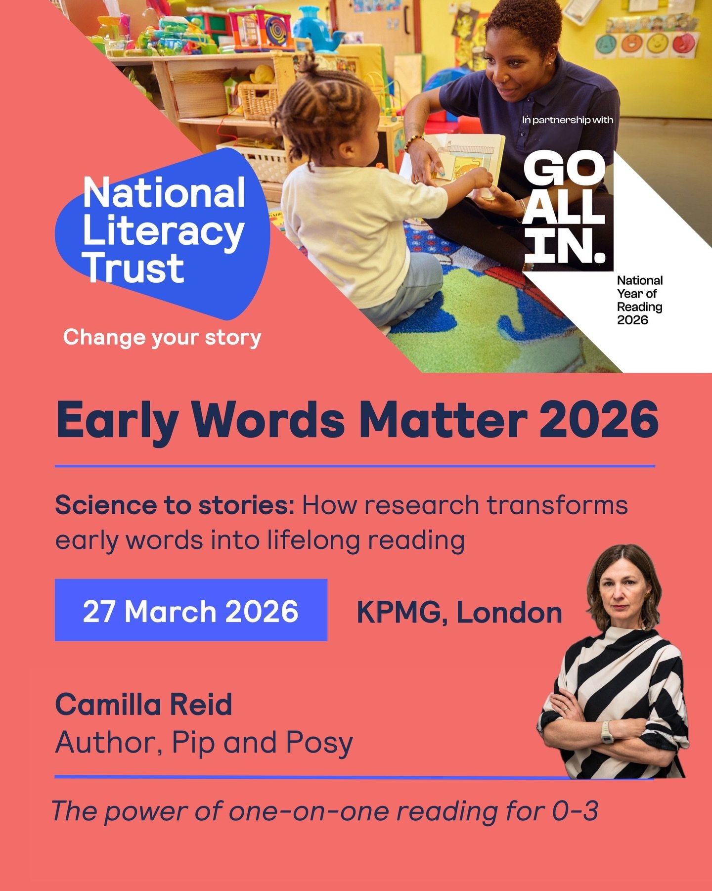 It&rsquo;s the #NationalYearOfReading2026, and I&rsquo;m delighted to announce that I&rsquo;ll be speaking at the National Literacy Trust&rsquo;s &lsquo;Early Words Matter&rsquo; conference on 27 March. I hope you&rsquo;ll join us on what promises to