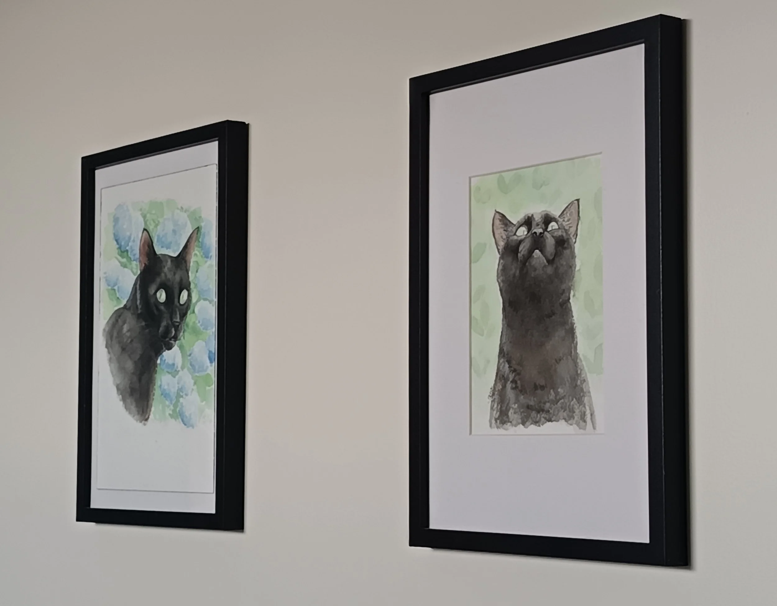 Aquarelles chat noir par Lumy'oz