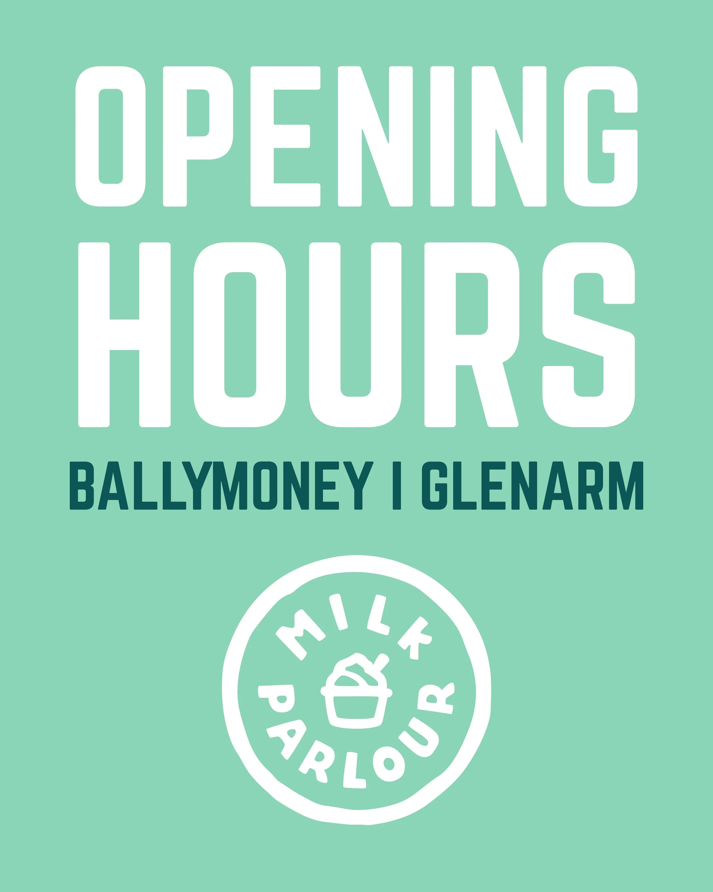 Hey folks!! Check out our updated opening hours in Milk Parlour🍦

#icecream #ballymoney #glenarm #openinghours #weekend