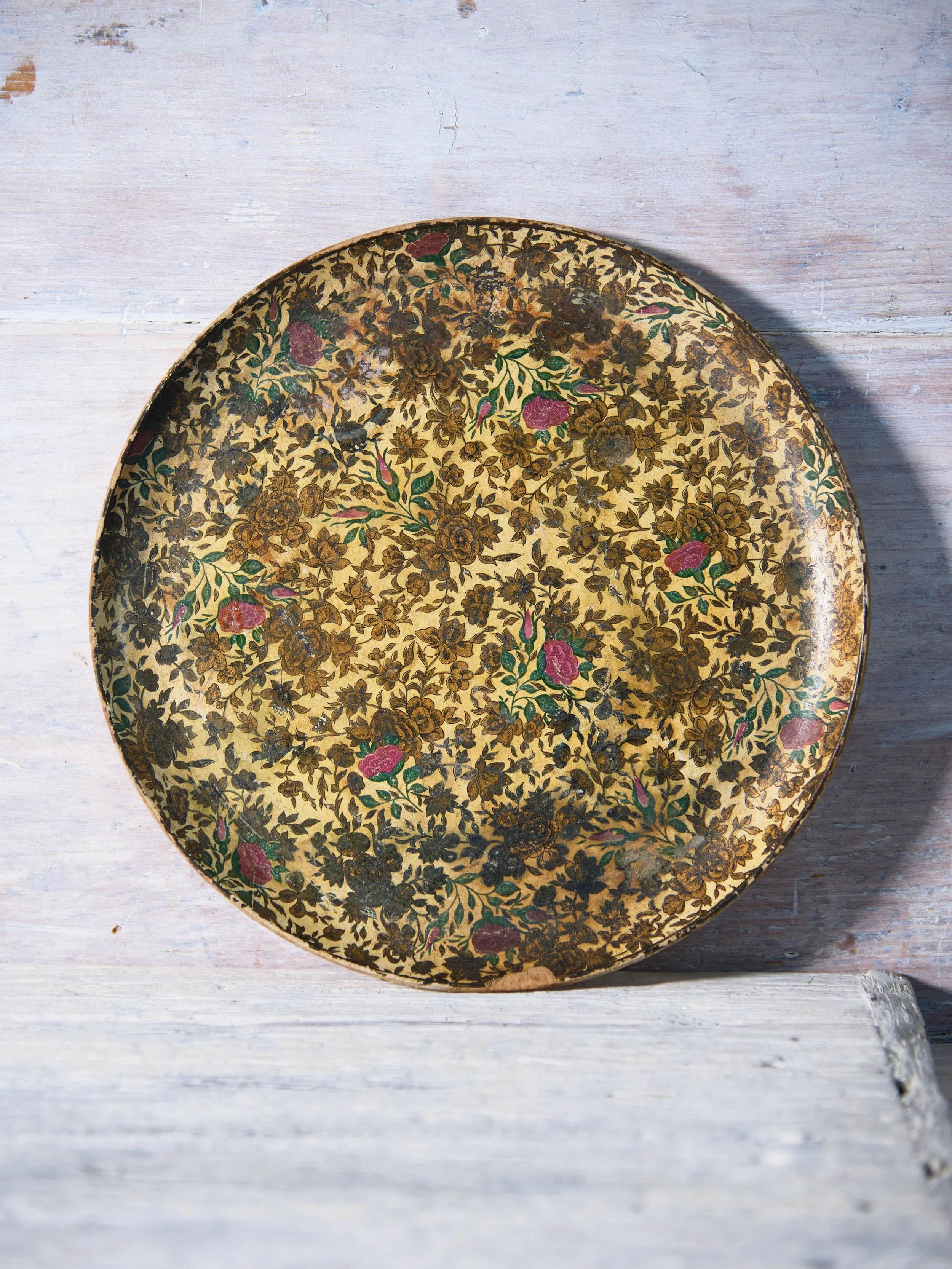 Old floral papier mache tray