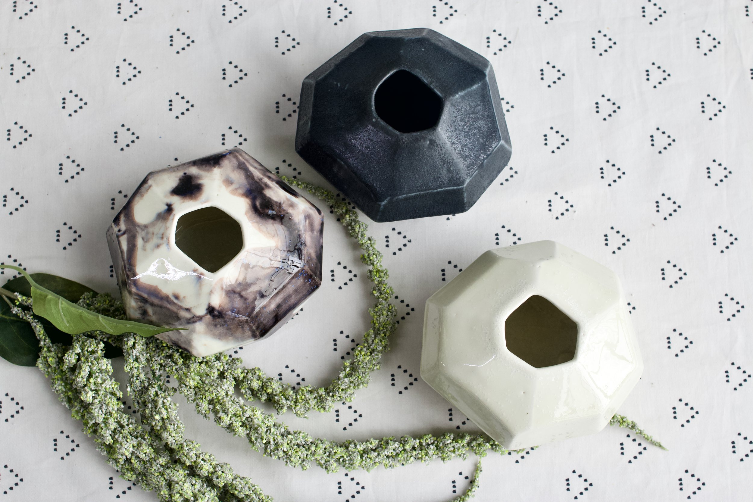  An image of the top view of three vases from the Core Collection created by Lauren HB studio available for purchase online 