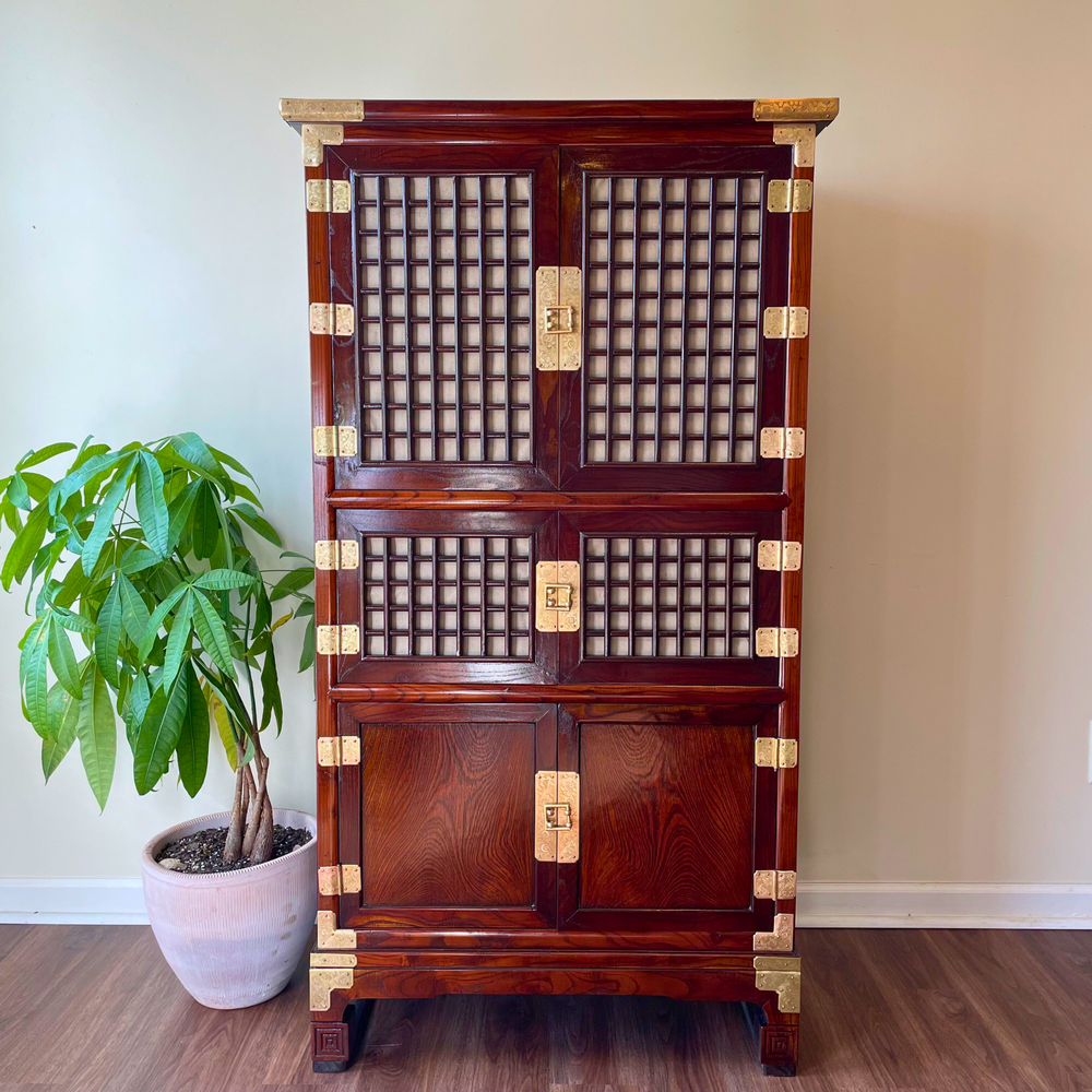Chinese Triple Stack Elmwood Cabinet