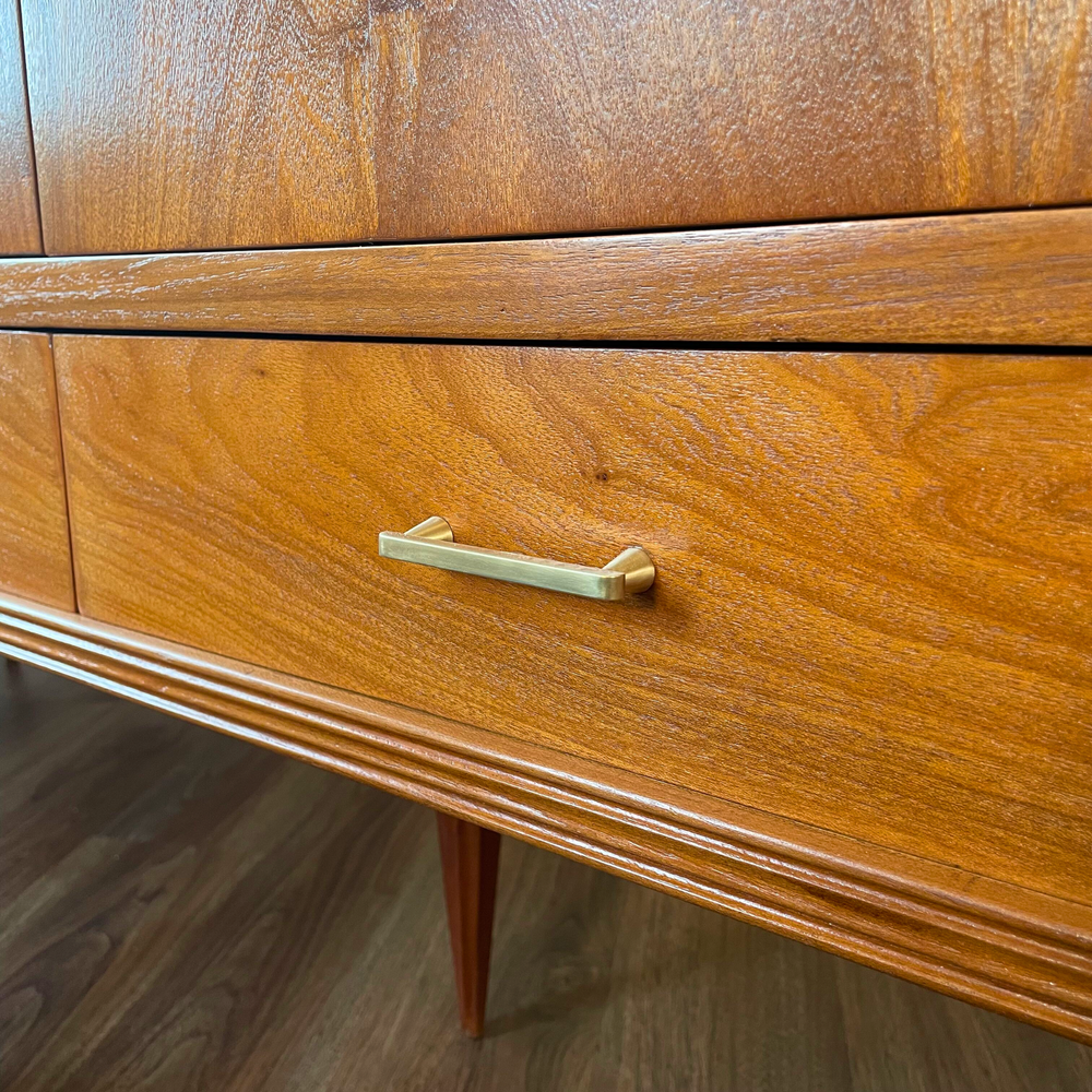 1950's MCM Italian Walnut Sideboard with Flip Top Bar — Delaro Designs