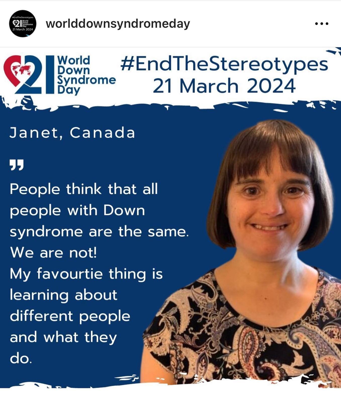 For WDSD 2024, we call for people worldwide to End The Stereotypes. 
Do you have a story to share? Post your message using the hashtag #EndTheStereotypes
Learn more at www.worlddownsyndromeday.org
#WorldDownSyndromeDay #AssumeThatICan #DownSyndromeAd