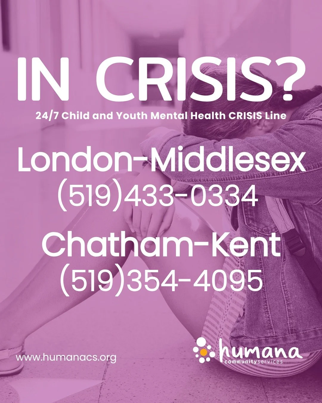 Mental Health Week is a good time to remind families where to turn in a crisis: 
&bull; Immediate or life-threatening danger - ☎️ 911 
&bull; Canada's Suicide Crisis Hotline - ☎️ 988
&bull; Crisis support for children and youth in 
&bull; London-Midd
