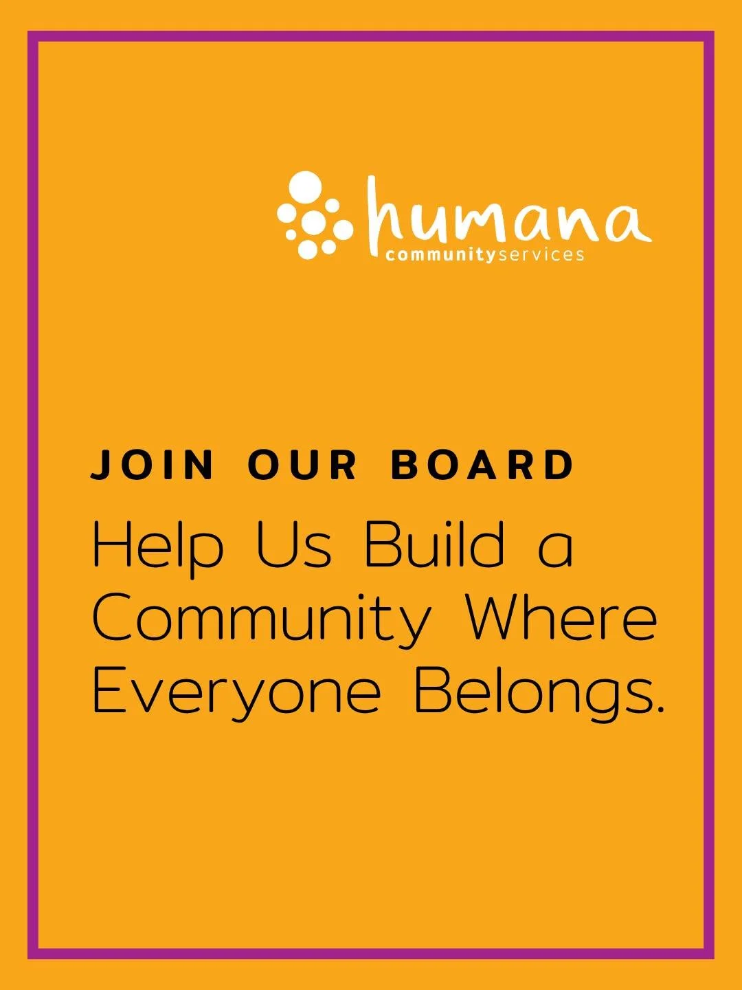 Help Lead What Comes Next.

Drive meaningful change where it matters most. Humana invites committed leaders to join our volunteer board and help redefine the future of social services. Right here in your community.
https://www.humanacs.org/joinourboa