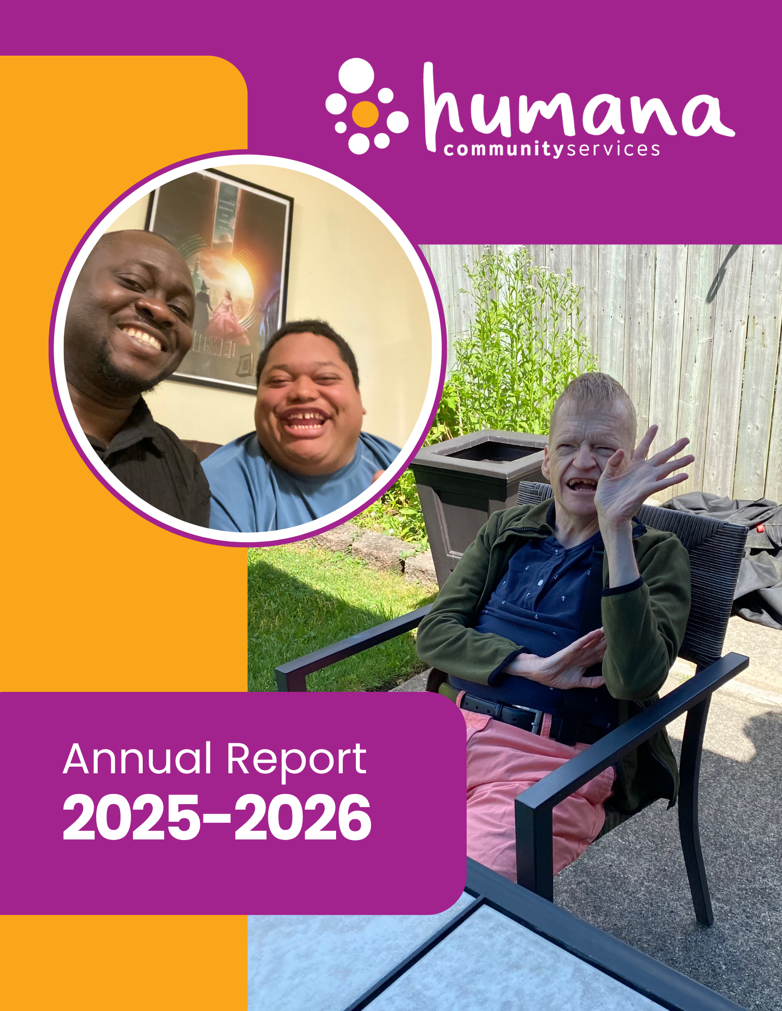 A snapshot of the front page of the Annual Report for 2025-2026 featuring smiling participants