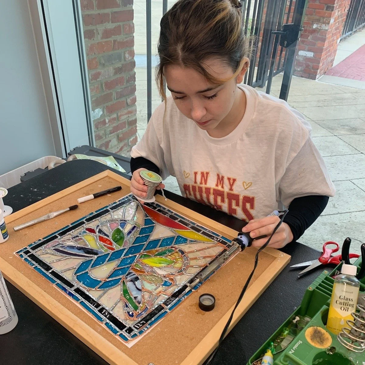 taking a stained glass class