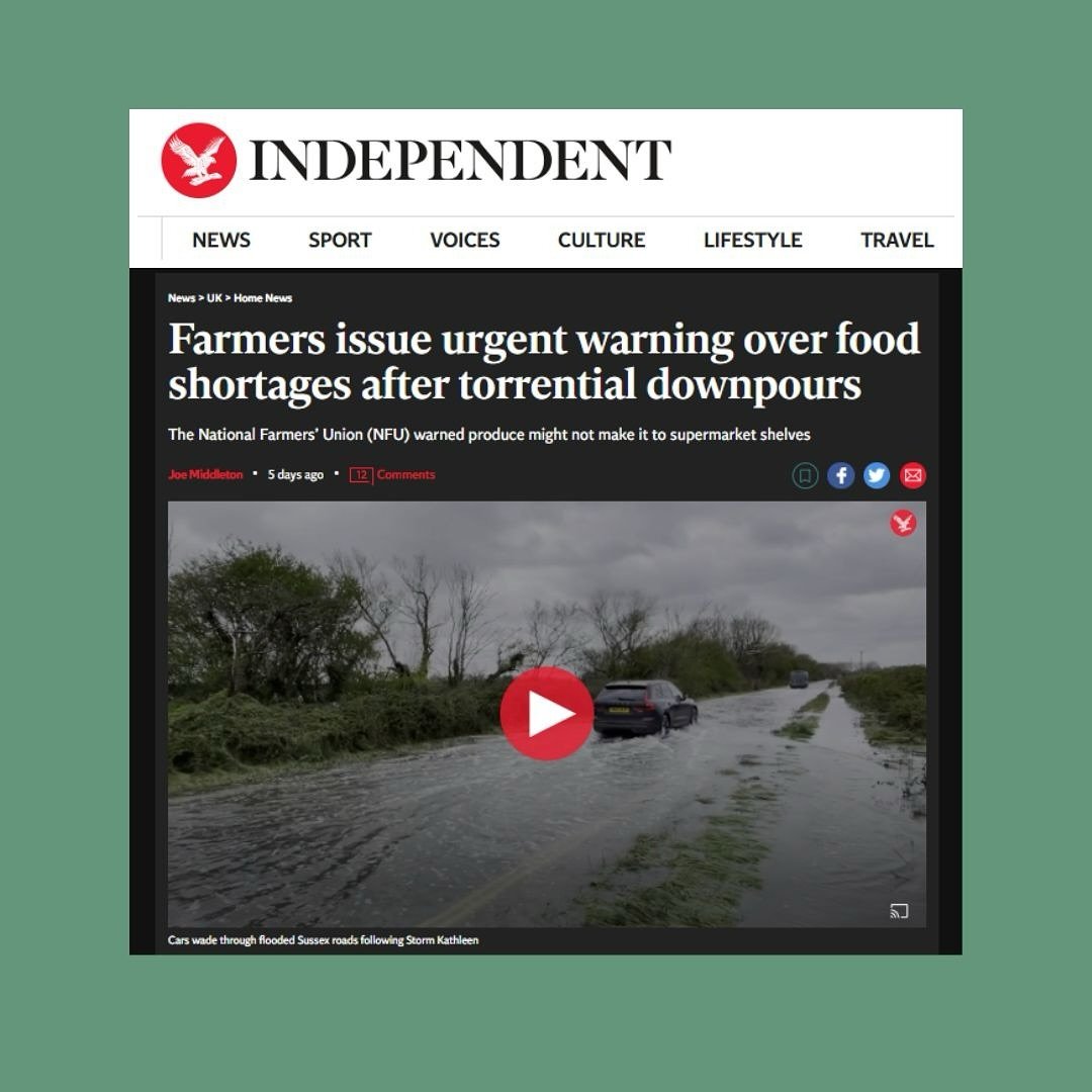 Even our potatoes aren&rsquo;t safe! 🥔 🚨 

Rates of #flooding are rising all over the UK and especially in our farmers&rsquo; fields. Wheat, potato and carrot crops are failing. Cows can&rsquo;t be put out to pasture as their fields are waterlogged