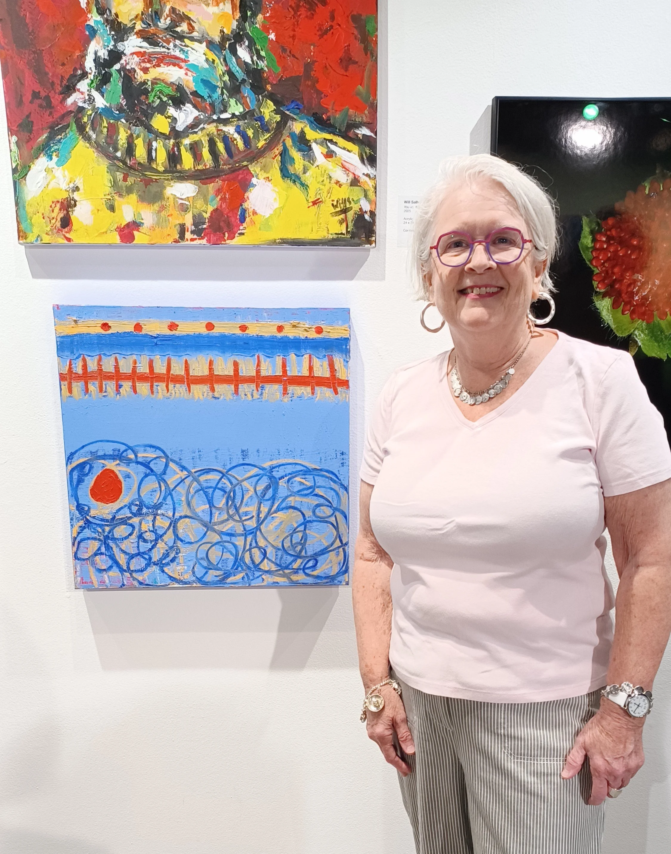Nan Morrison with her abstract painting