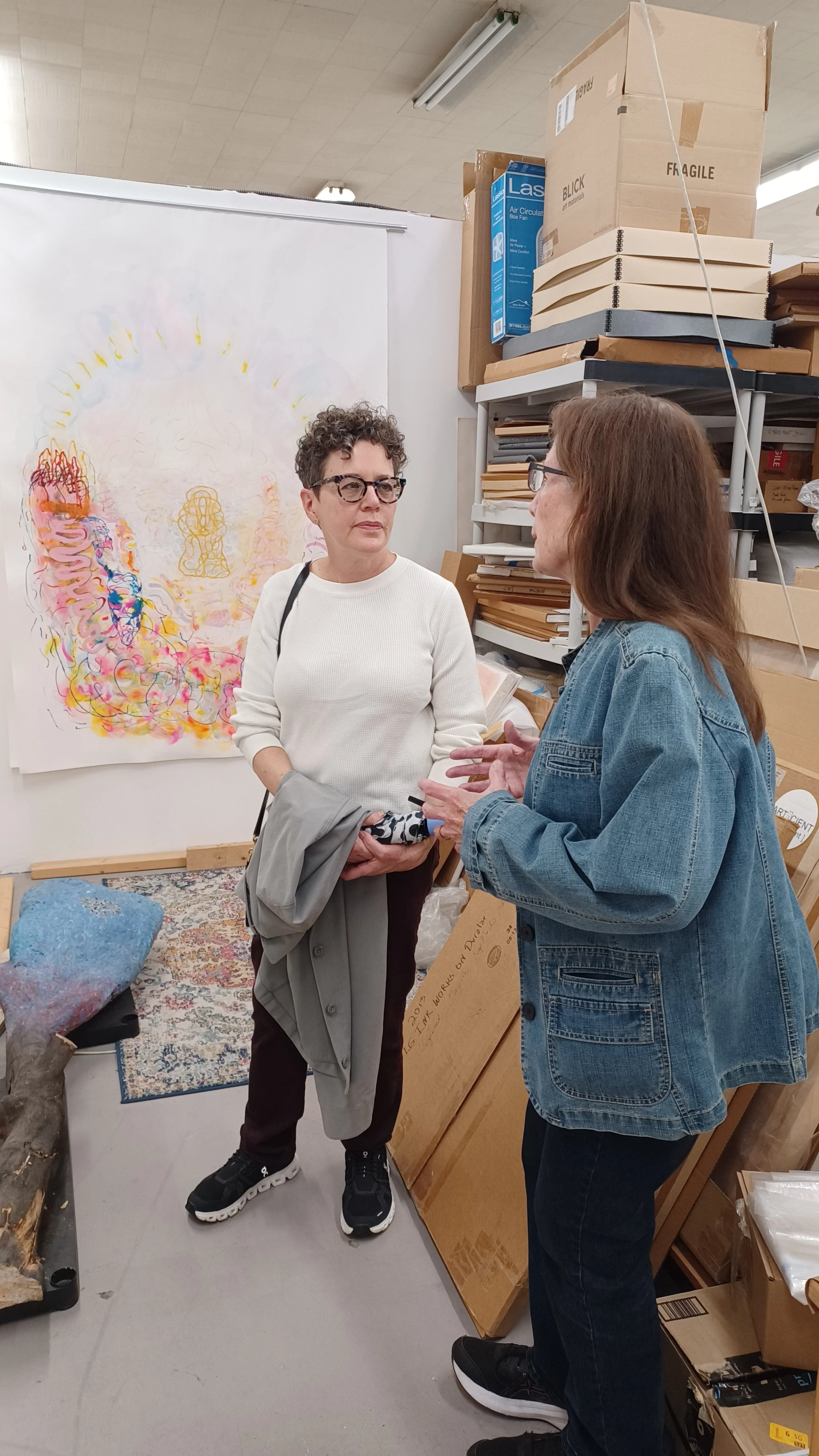 Alice Whealin catching up with Jacqui Crocetta