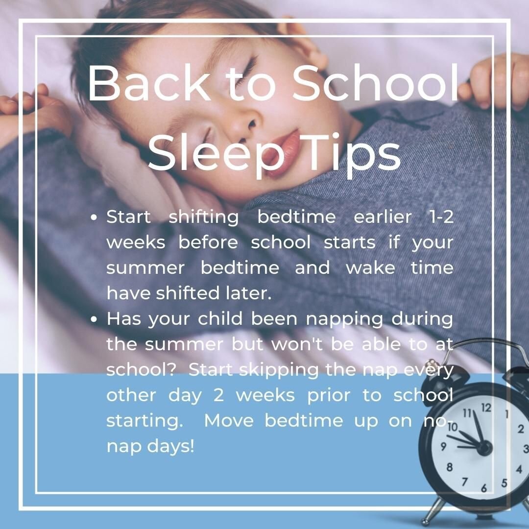 Just a friendly reminder that back-to-school routines are just around the corner!  The easiest way to get your child used to earlier bedtime and earlier wake time is to start slowly in the 1-2 weeks leading up to school starting.

Remember that earli