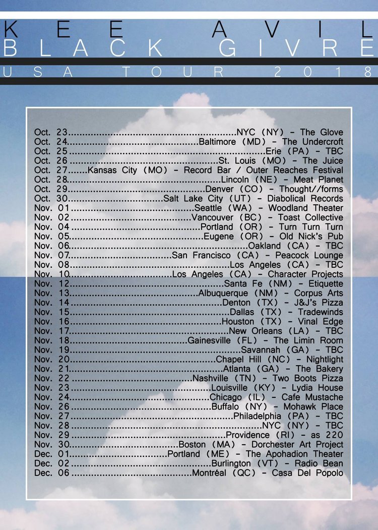 Kee Avil & Black Givre Tour 2018. Poster: Charles Barabé