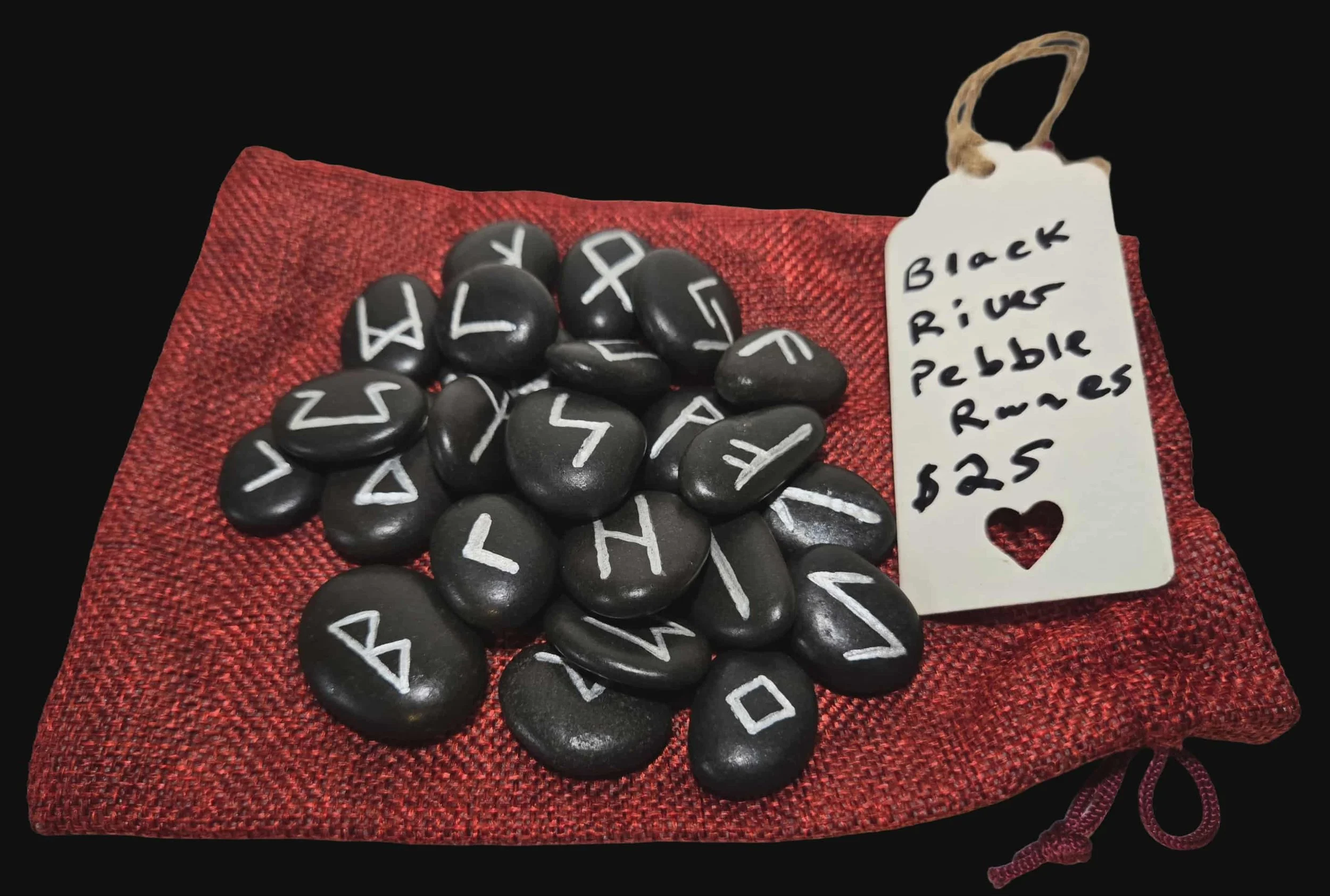 Obsidian River Rock Elder Futhark Rune Stones