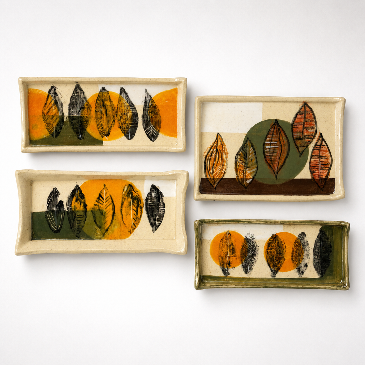 Vintage Leaf Print Plates $35