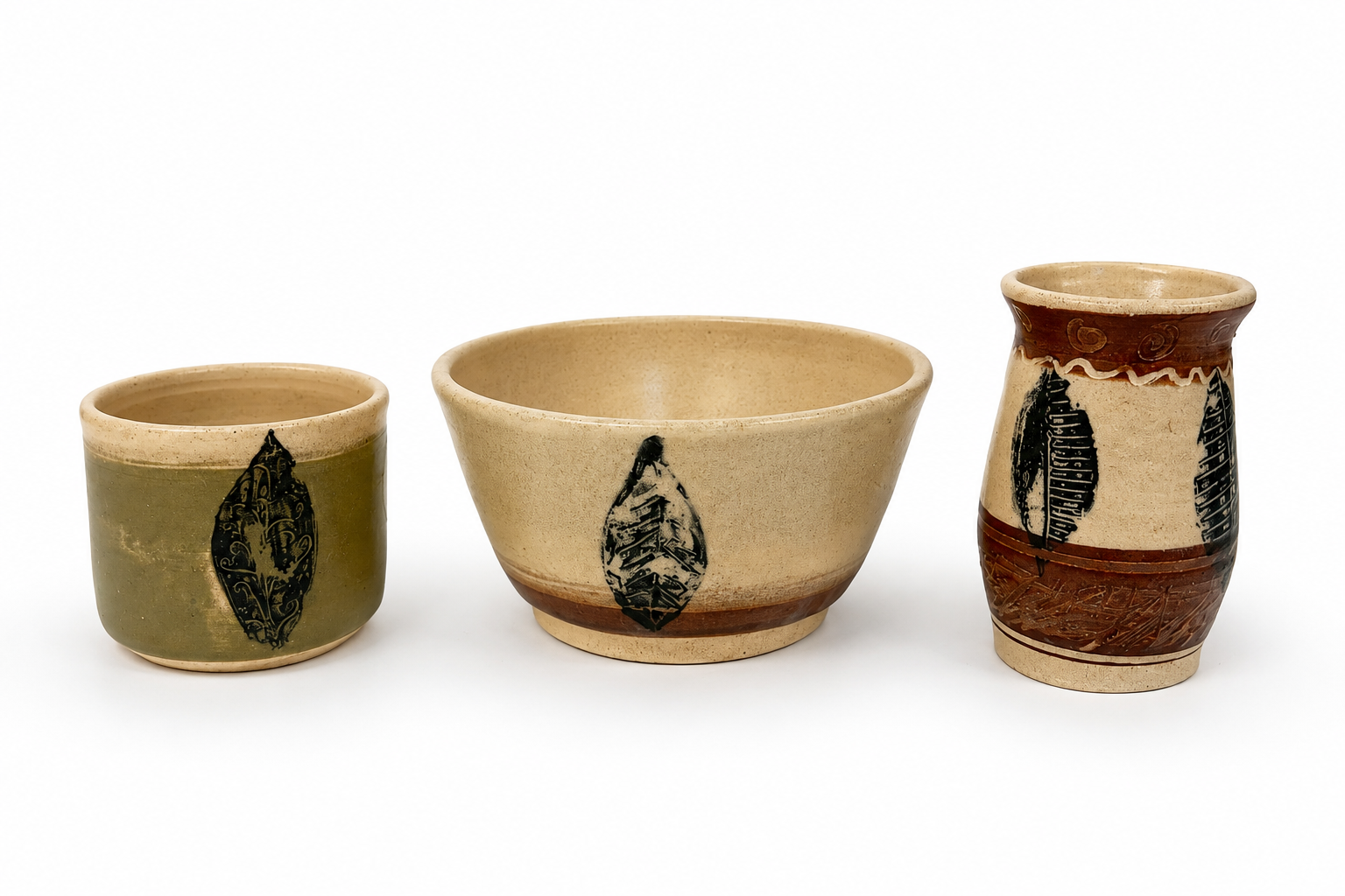 Vintage Leaf Print Bowl and Vases $15-$25