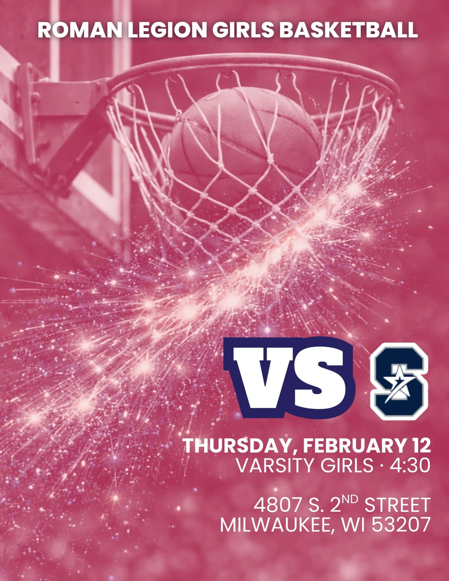 🏀 HOME GAME! The Roman Legion girls are in our house tonight against Salam!

🕟 Varsity tips at 4:30 PM

📍 4807 S. 2nd Street

Bring the energy, pack the gym, and let&rsquo;s roll.

#RomanLegion #HomeGame #RollLegion