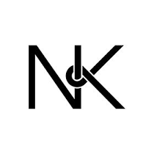 A black and white logo with stylized letters 'N' and 'K' connected by a needle or pin.