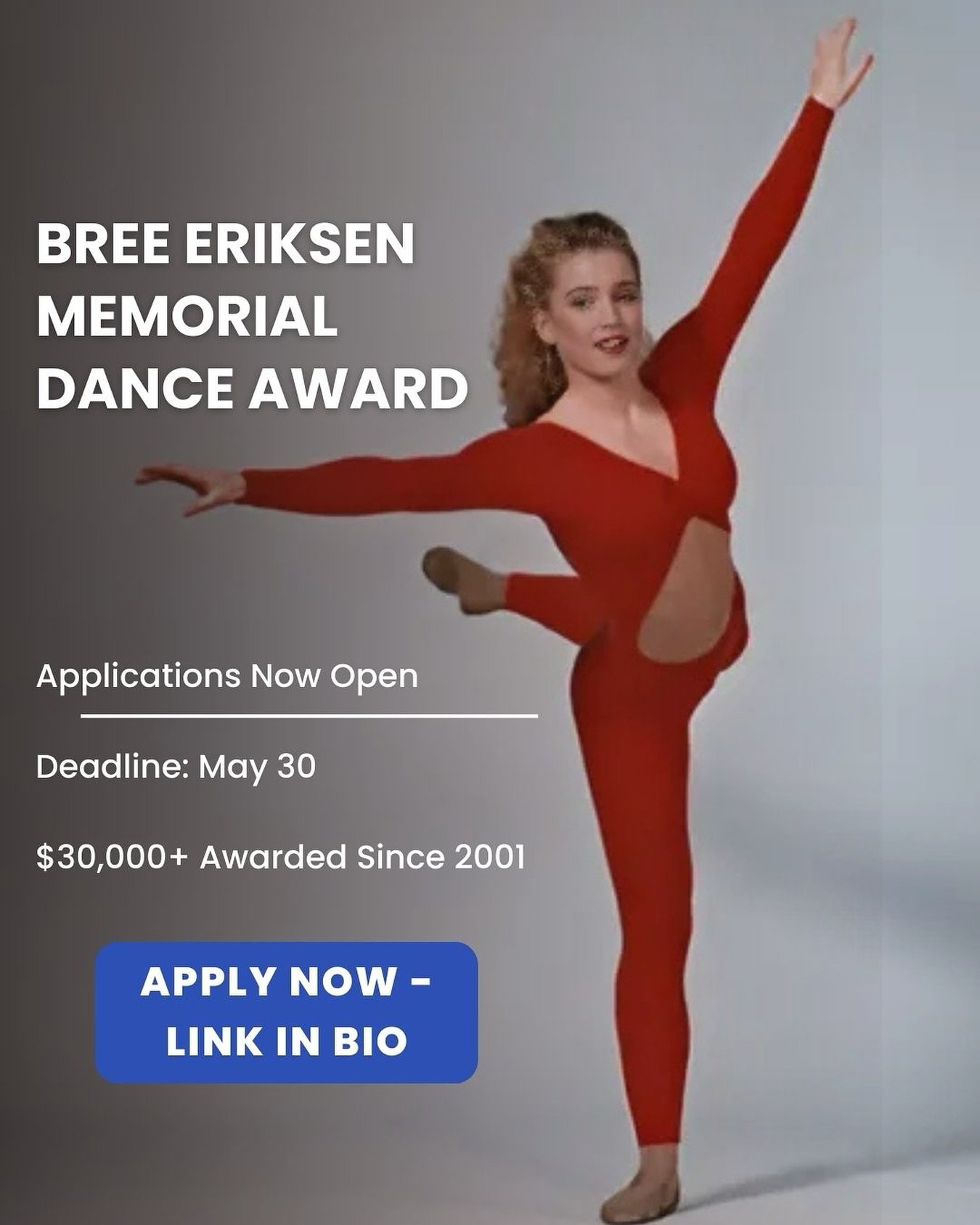 🎓 DANCER SCHOLARSHIP OPPORTUNITY 

Applications are open for the Bree Eriksen Memorial Dance Award &mdash; recognizing young dancers for their commitment, passion, and potential.

Since 2001, over $30,000 has been awarded to support Calgary dancers 