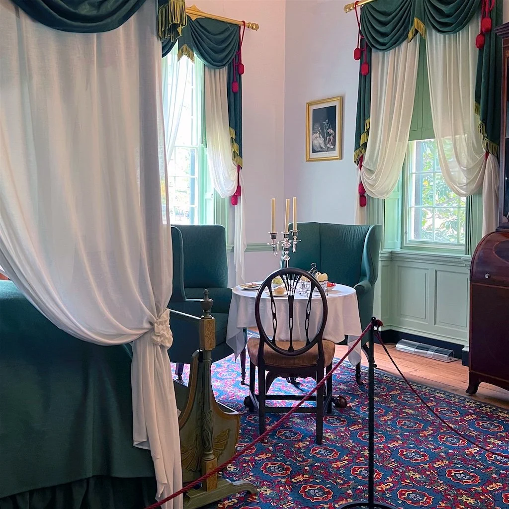 Master Bed Chamber: Located on the east end of the first-floor wing, and captures the morning light. This space would also be used for hosting quests. 