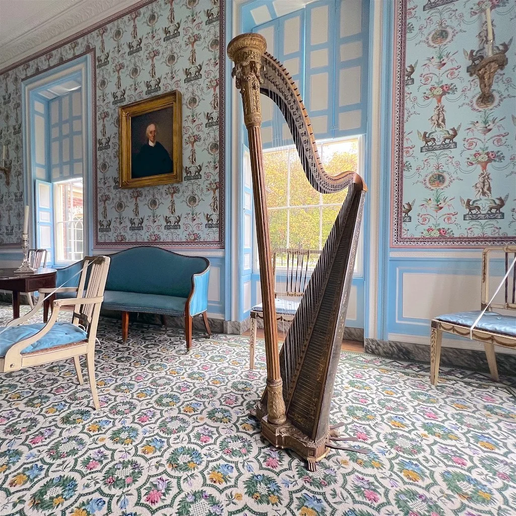 Homewood Drawing Room: The rugs were made in England, woven in 2-foot-wide strips, and shipped to Baltimore, where they were stitched together.