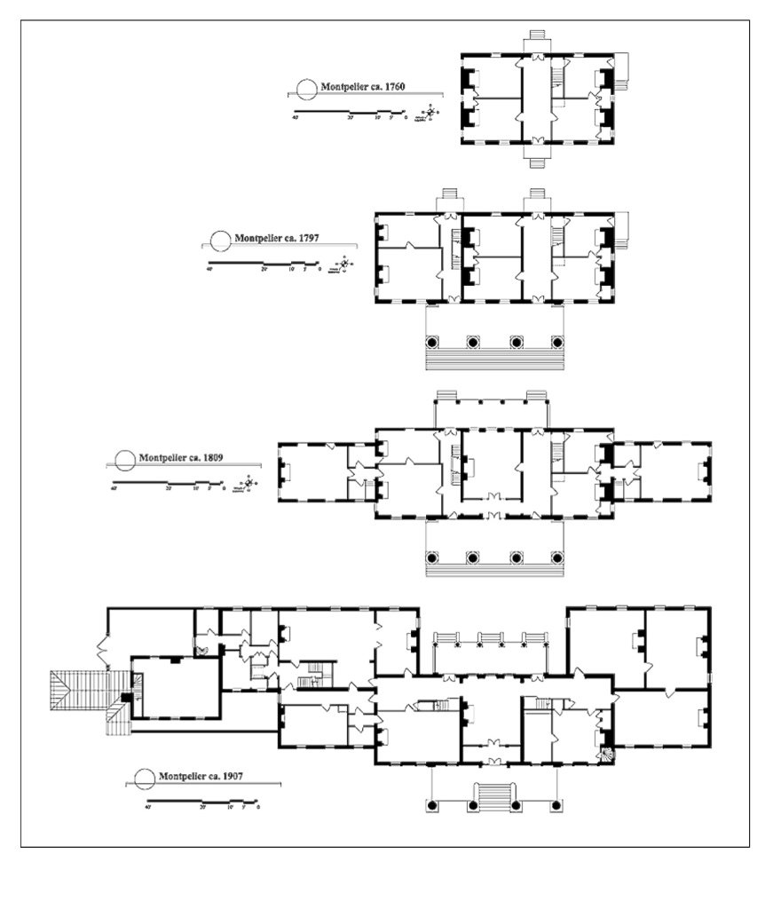 Floor Plan: Montpelier floor plan as it evolves from 1760-1907.