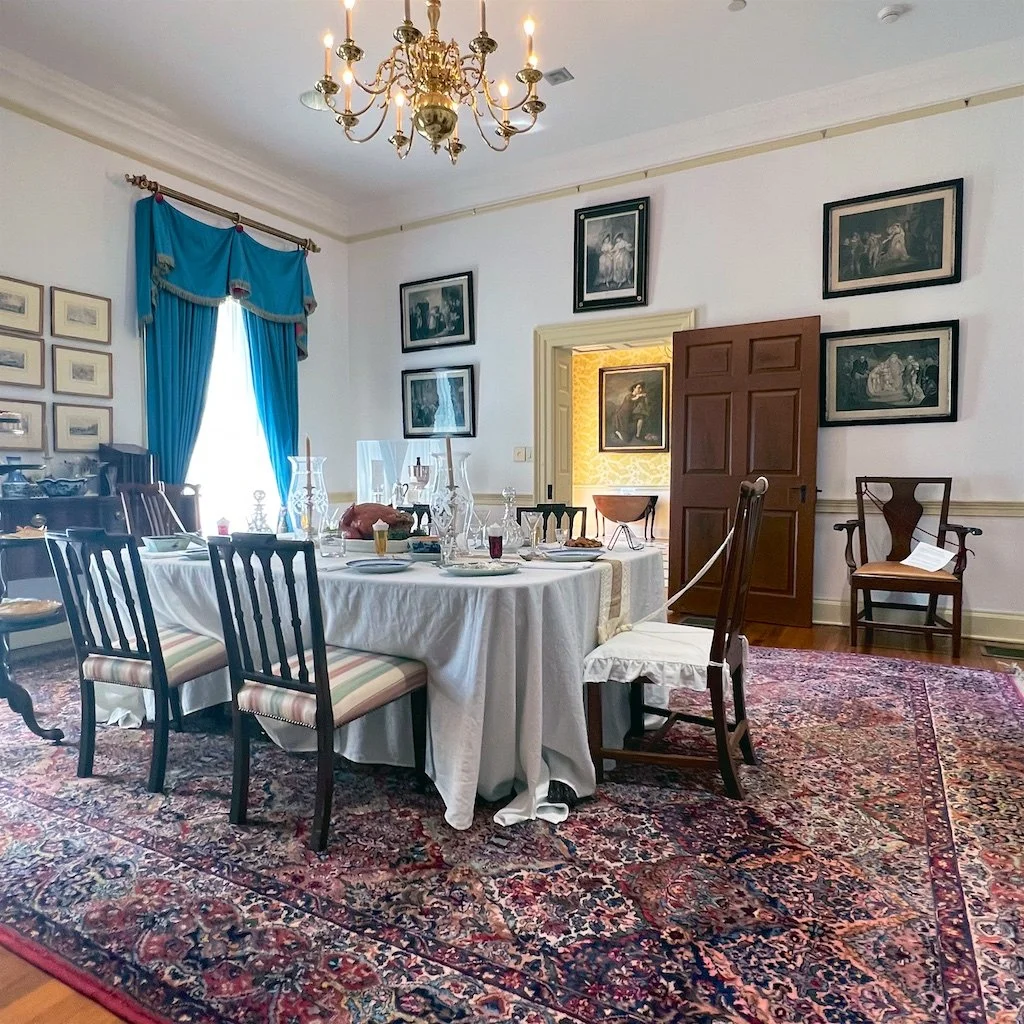 Dining Room: Belair Mansion, c. 1820 under son Benjamin Ogles  remodeling of Belair, from what was a parlor becomes the dining room.
