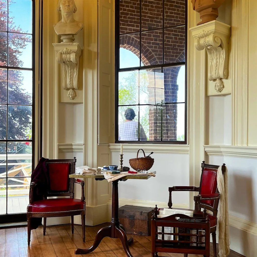 Tea Room:  The Tea Room served as a place for overflow seating during meals and a reading and writing area for the Jefferson family.