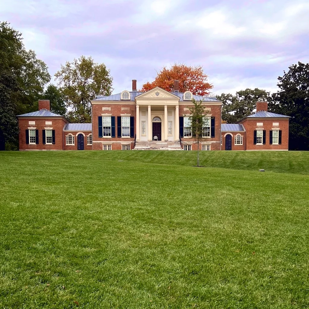 Homewood South Facade: The temple front four-columned portico is the focus of the principal elevation.