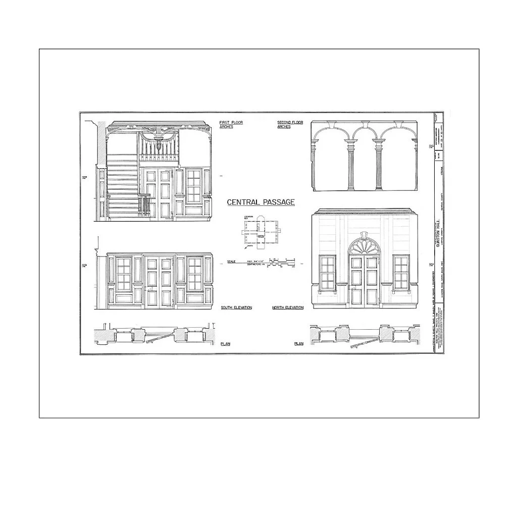 Gunston Hall Central Passage elevations