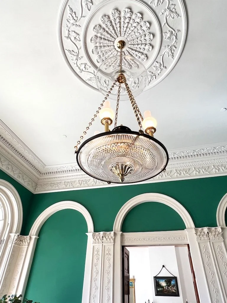 Salon: Some of the beautiful detail drawn together for Riversdale. The curated paint colors are of the period.