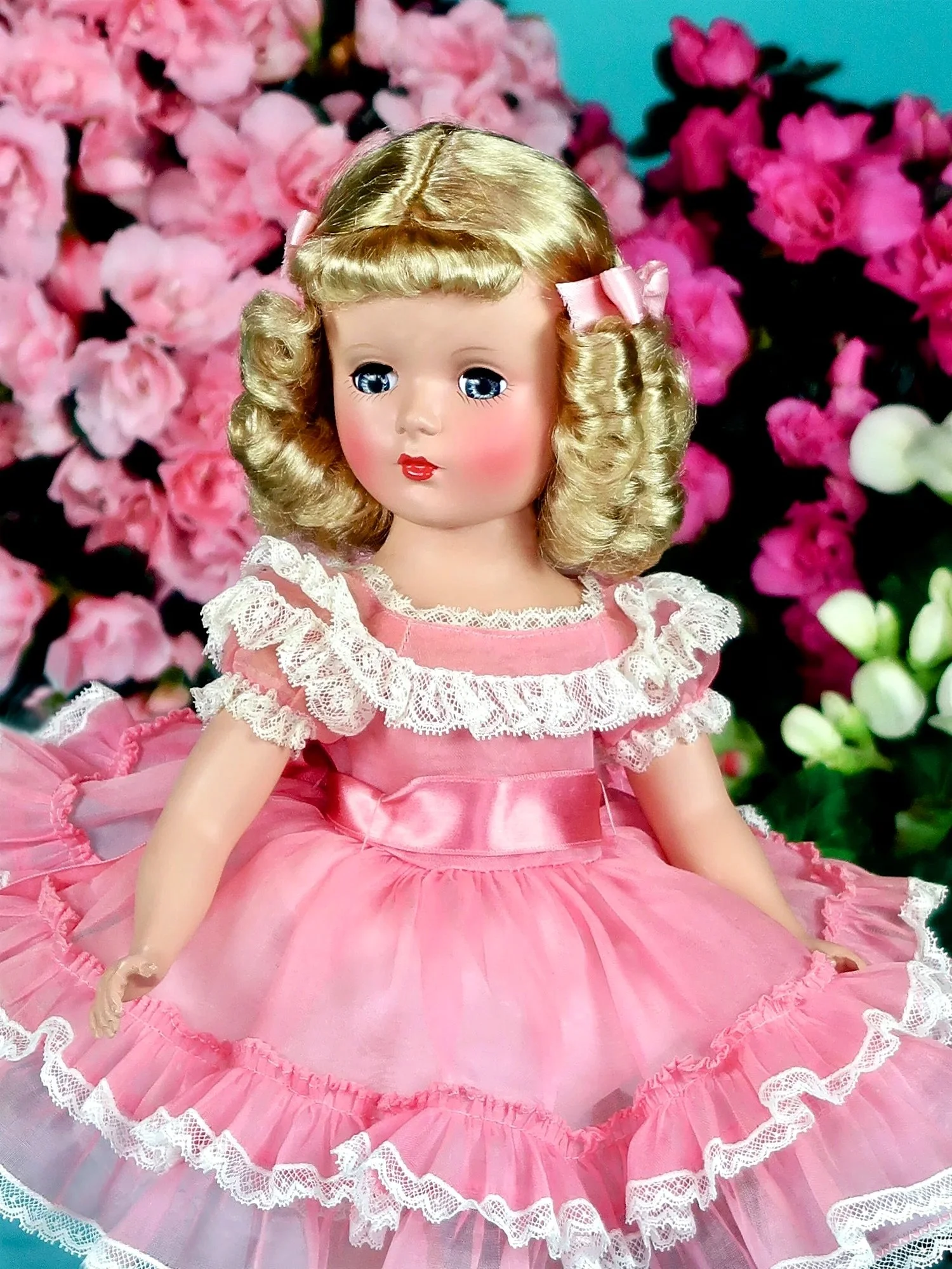 15" Margaret, Pink Organdy Party Dress / Huguette Clark Collection -1955