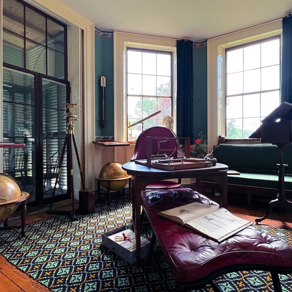 Cabinet: In his Cabinet, Jefferson answered thousands of letters, recorded the weather, and managed his plantations. Jefferson's highly functional space contains books, papers, works of art, and a "polygraph" copy machine to copy letters.