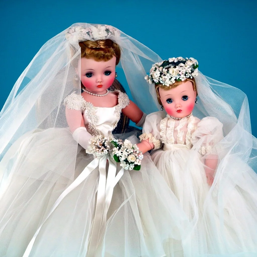 21" Cissy Bride. #2170 - 1957 with 16" Elise Bride, #1835  - 1959