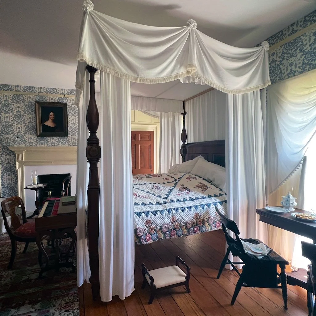 Bedroom of Rosalie Caroline Ogle: The youngest third generation daughter. This room reflects her possessions from 1850-1871.