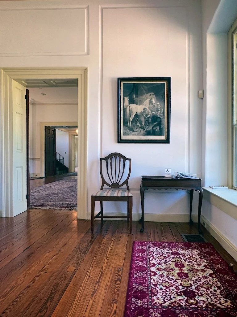 Front Entry Stair Hall: The front entry remains the closest to the original design from the c. 1745 building of the central block of Belair built by Samuel Ogle.