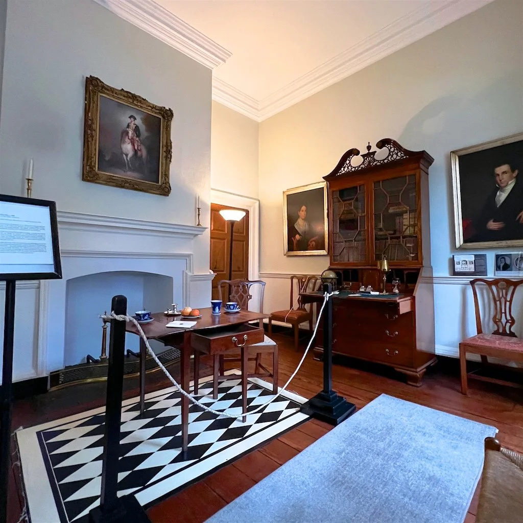 First Floor Study Chamber: Desk-and-bookcase attributed to John Shaw, Annapolis, Maryland, ca. 1797.