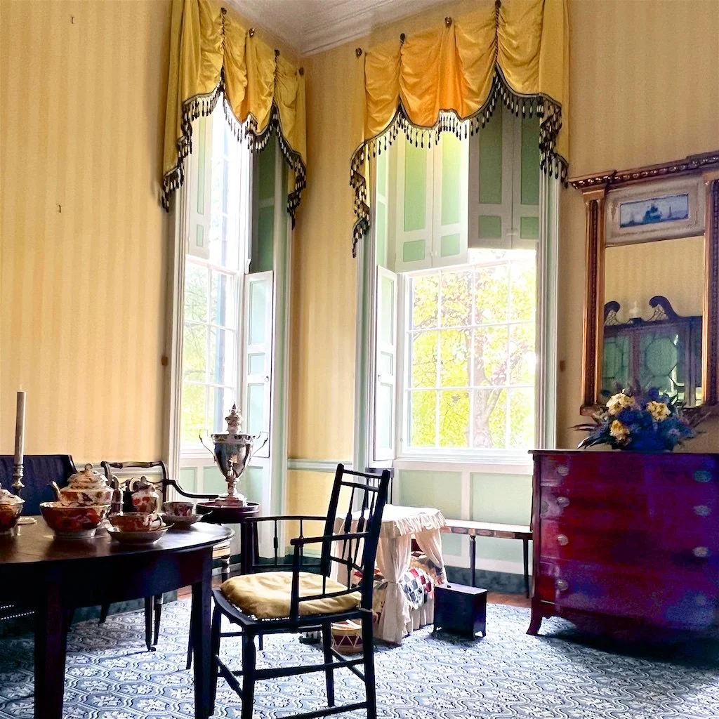 Homewood Back Parlor: On the garden side, and filled with late afternoon light. The parlor also acts as a library space. 