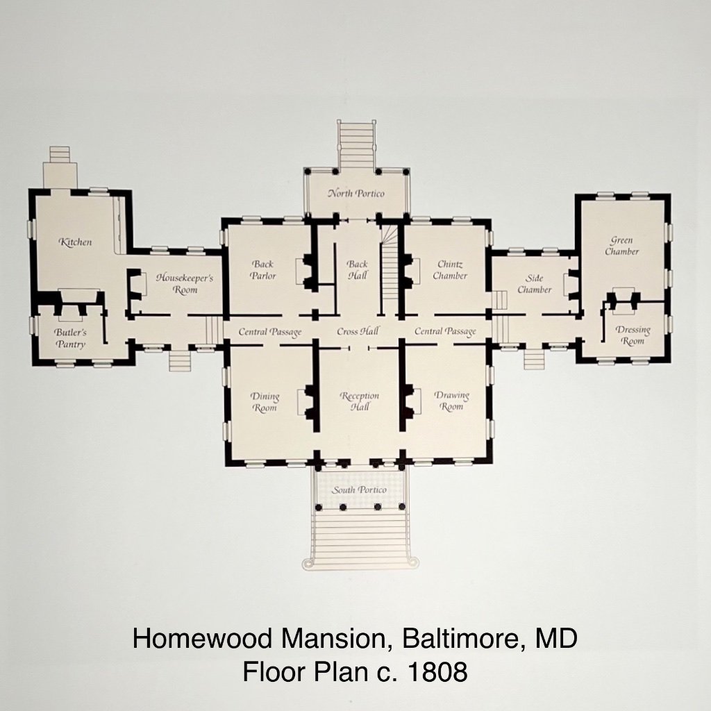 Homewood: Floor plan for Homewood Mansion c. 1808.