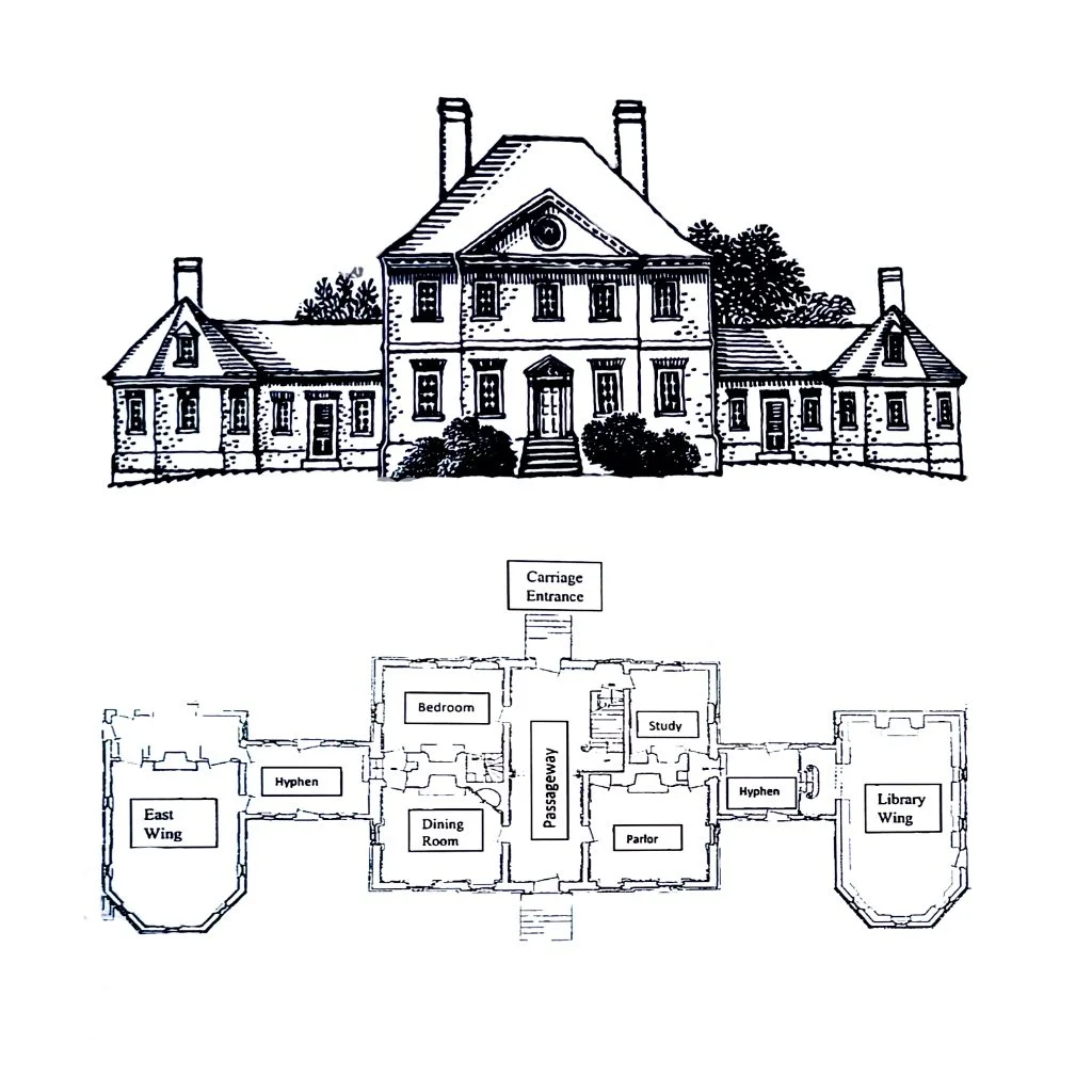 Montpelier Mansion: The centerpiece of Montpelier is a large, two-and-a-half-story, Flemish bond brick structure measuring 46 x 40 feet and sitting on a raised basement.