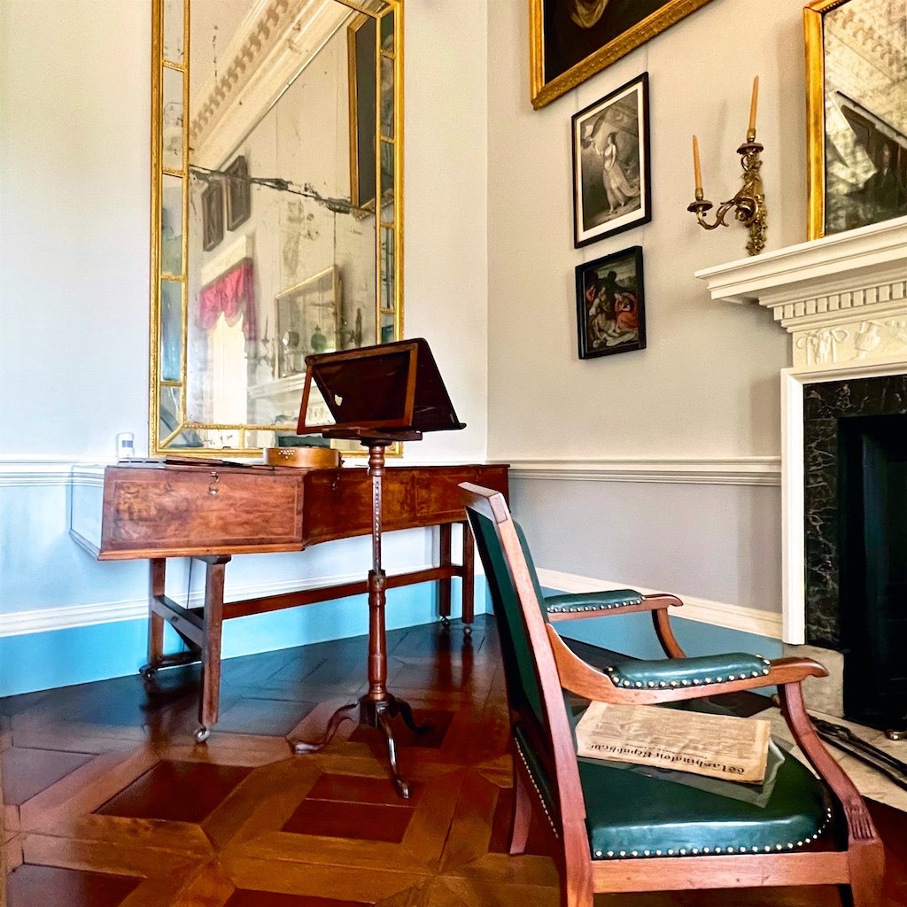 Harpsichord: A superb harpsichord made by the celebrated London maker Jacob Kirckman, one of the finest harpsichords available at the time - purchased for his older daughter, Martha.