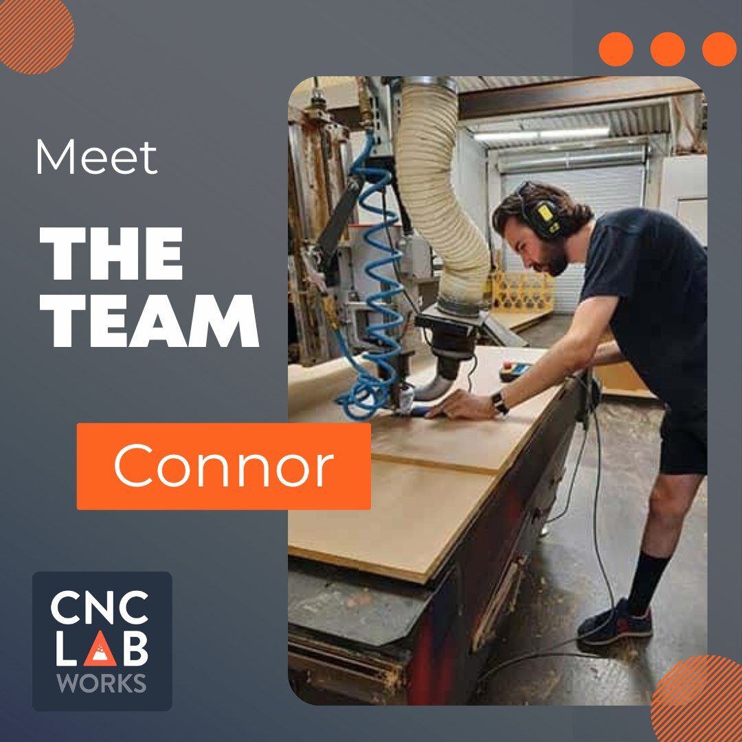 Meet our team member, Connor! 
By day he is a CNC operating problem-solving forklift maneuvering material flipping expert.

By night a Cat-loving guitar playing antique photography and radio equipment enthusiast.

#meetourteam #team #teammember #cnc 