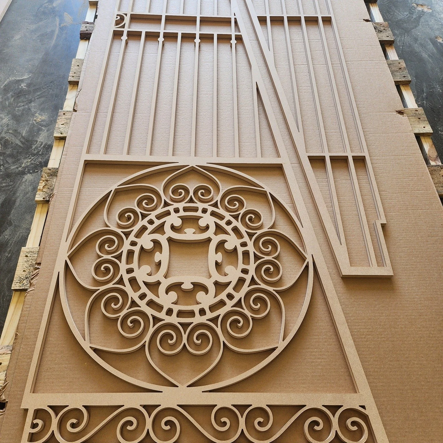 We just finished CNC'ing this gorgeous theater prop, which is meant to be part of a wrought iron gate. Phoenix Theatre's team will take it from here with all of the sanding and painting. We can't wait to see the finished product! If you want to see i