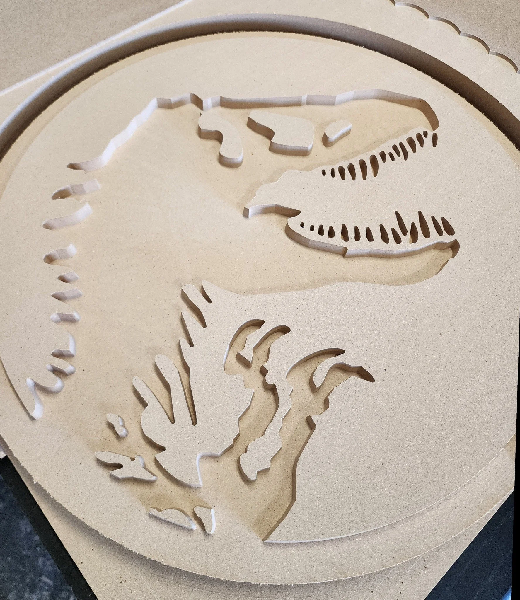 We love being part of creative builds like this one. 🦖
This CNC-cut wood mold is step one in producing a perfectly repeatable concrete dinosaur medallion. Precision now means consistency later&mdash;and that&rsquo;s what we do best.