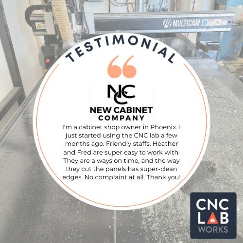 Testimonial Highlight😎

Nothing beats feedback from fellow makers. We love partnering with local Phoenix cabinet shops to provide precision CNC panel cutting, clean edges, and reliable turnaround&mdash;so you can stay focused on building great cabin