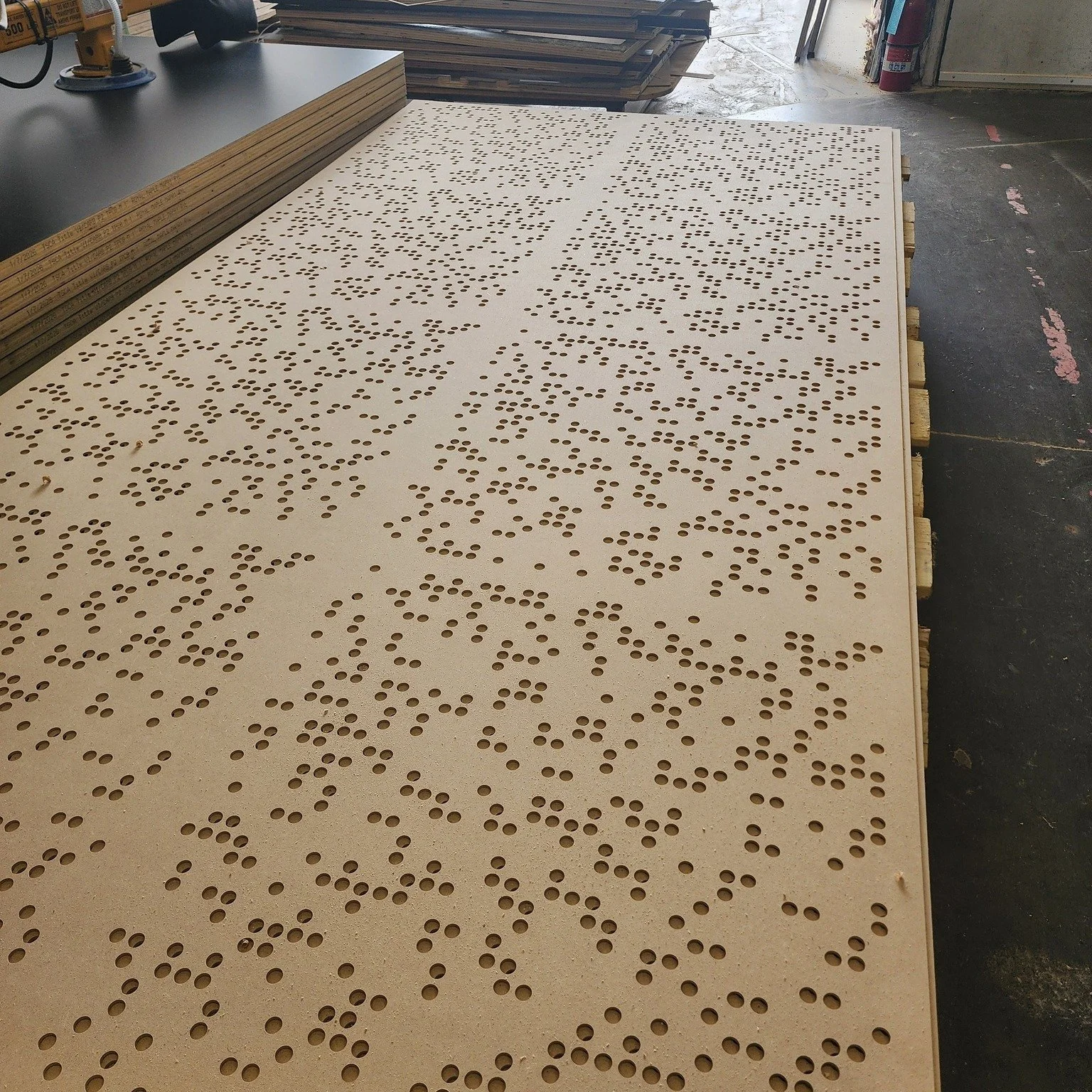 Some of our customers work in the audio-visual (AV) field, designing and setting up spaces like home theaters, recording studios, and event venues. Here are some perforated panels we cut for @oswaudio. These are used to control the acoustics in a roo